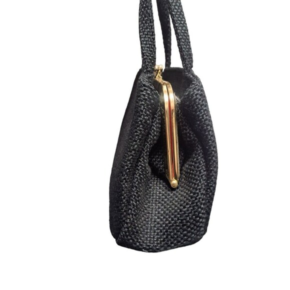 Vintage JR Florida Black Handbag Tweed Purse Clasp Closure - Picture 9 of 12